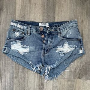 One X One Teaspoon Distressed Denim Shorts